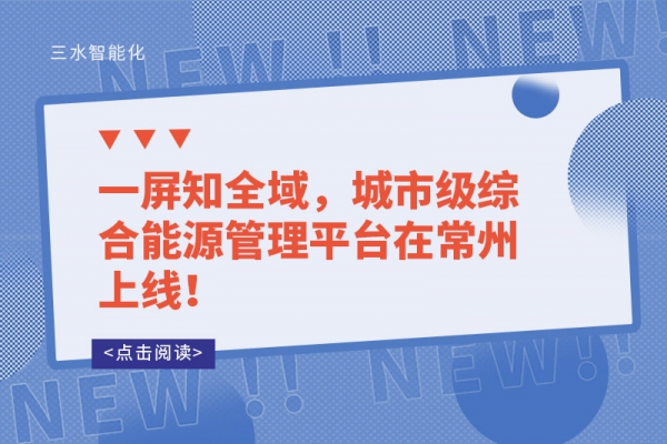 一屏知全域，城市級(jí)綜合能源管理平臺(tái)在常州上線！